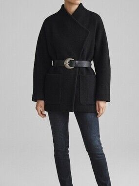 Ba&sh Bash Stretch Wool Coat With Belt. Light To Medium Weight.